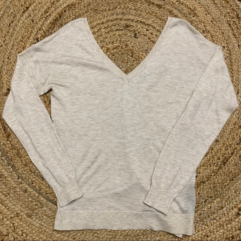 Zara Knit Double Deep V-Neck Sweater